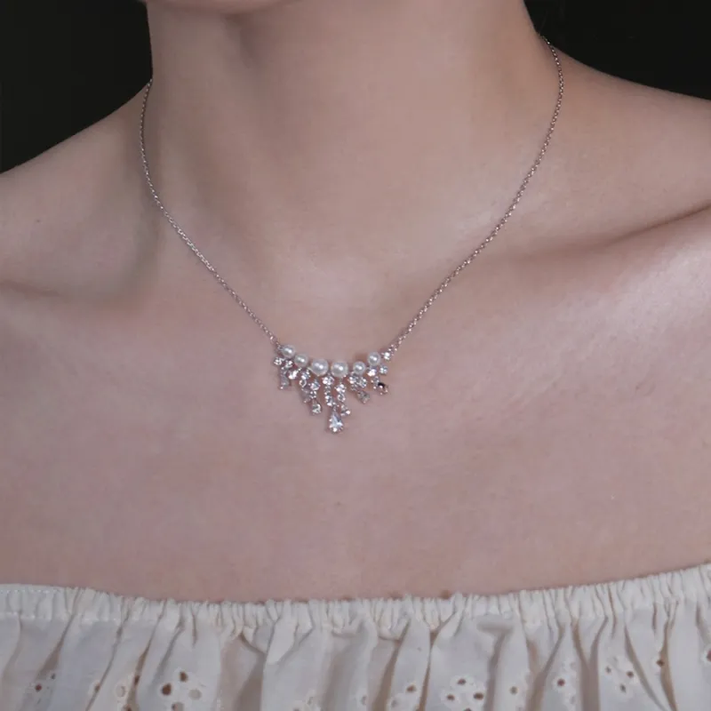 KING OF BLING 925 Silver, Pearl, Cubic Zirconia Necklaces Women's Good Luck-4