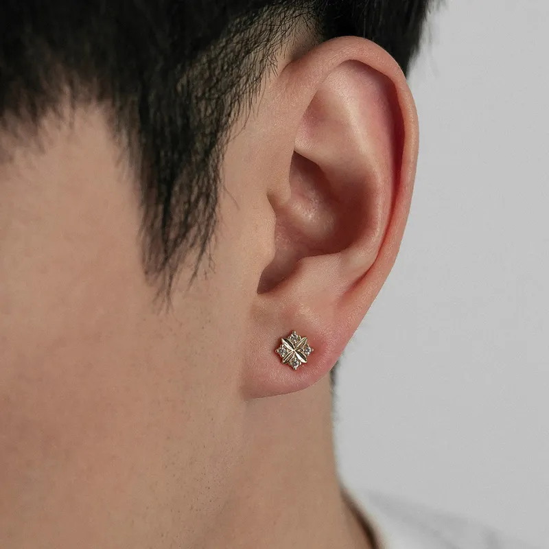 KING OF BLING 925 Sterling Silver With Zircon Stud Earrings Women's-8