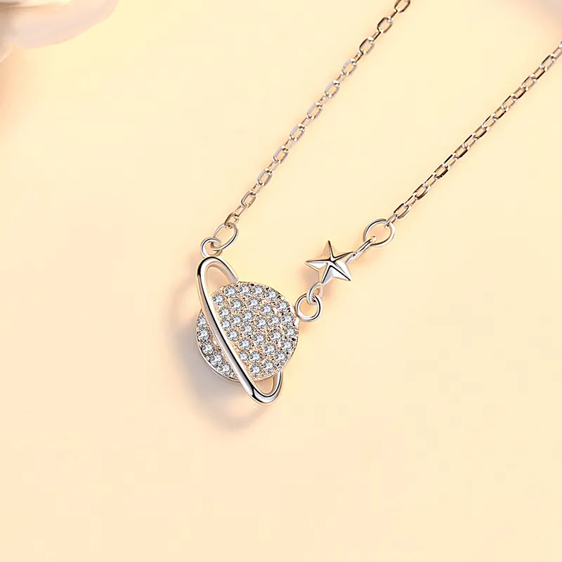 KING OF BLING 925 Sterling Silver With Zircon Necklaces Women's Good Luck-3