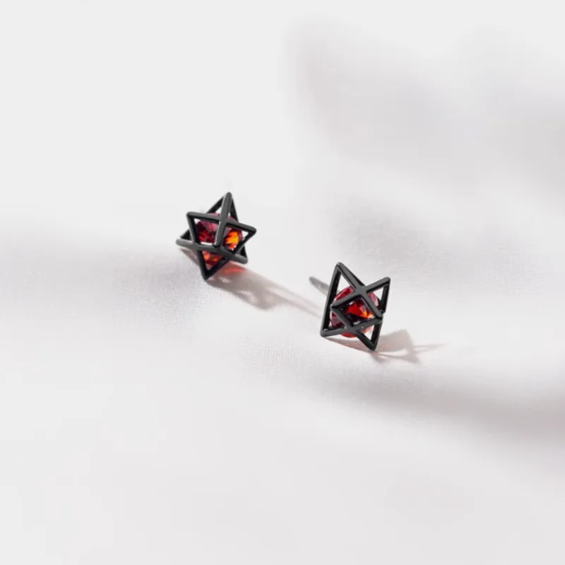 KING OF BLING 925 Sterling Silver With Zircon Stud Earrings Unisex-4
