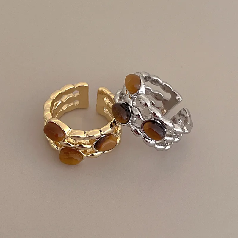KING OF BLING Alloy, Tiger's Eye Stone Rings Unisex-5