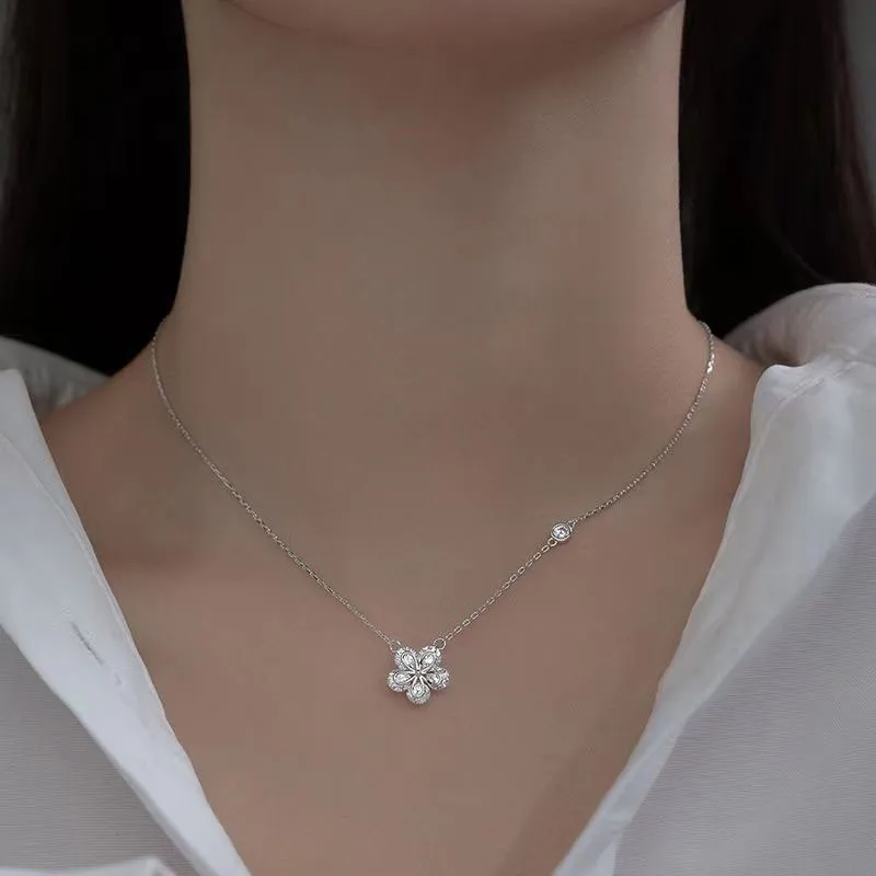 KING OF BLING 925 Sterling Silver With Zircon Necklaces Women's Good Luck-4