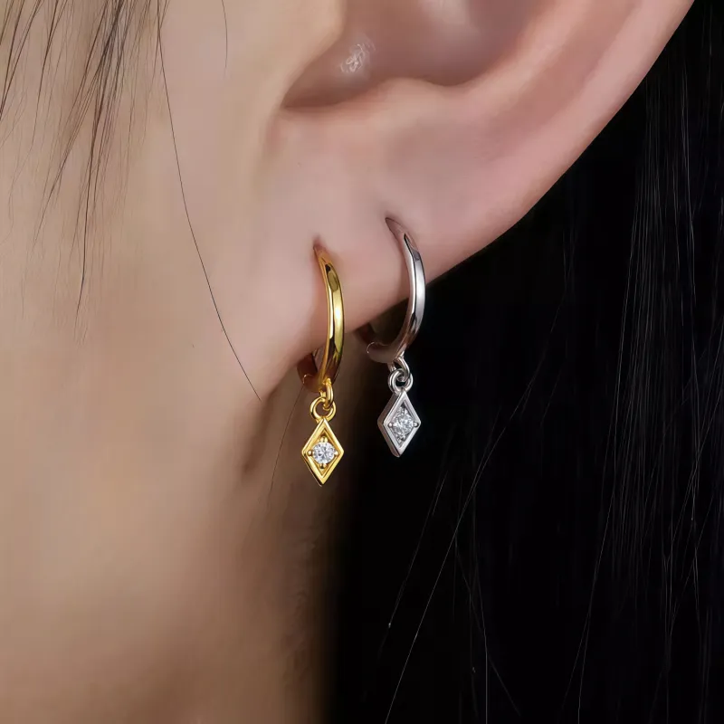 KING OF BLING 925 Sterling Silver With Zircon Earrings Unisex-7