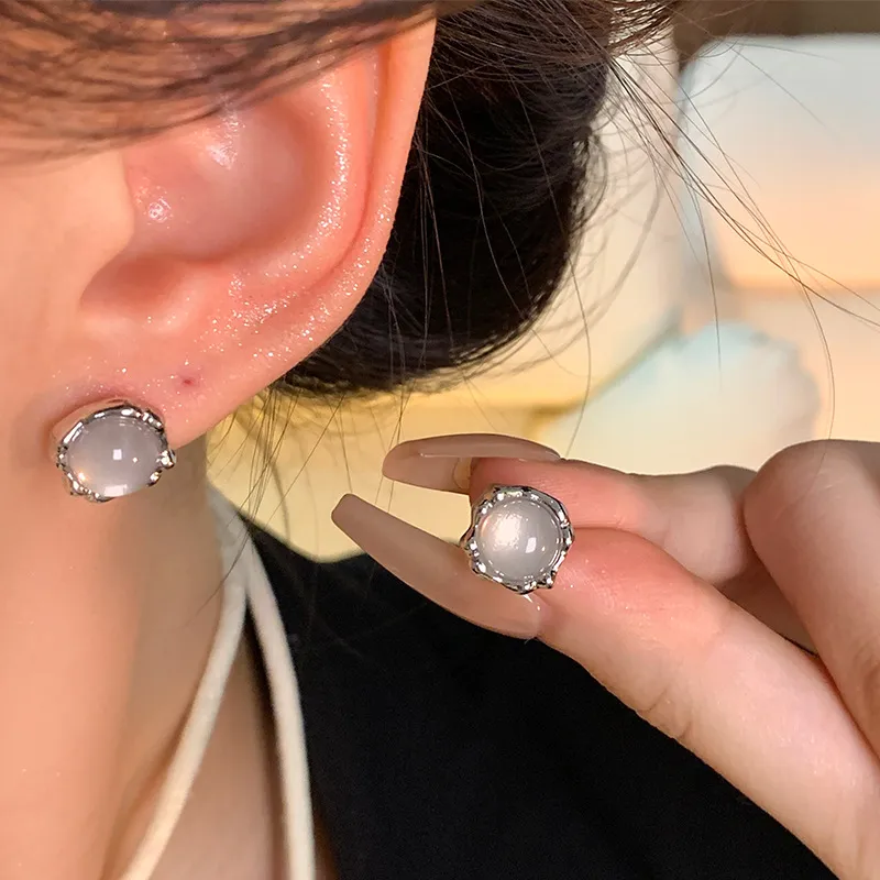 KING OF BLING 999 Fine Silver With Artificial Gemstones Stud Earrings Women's-1