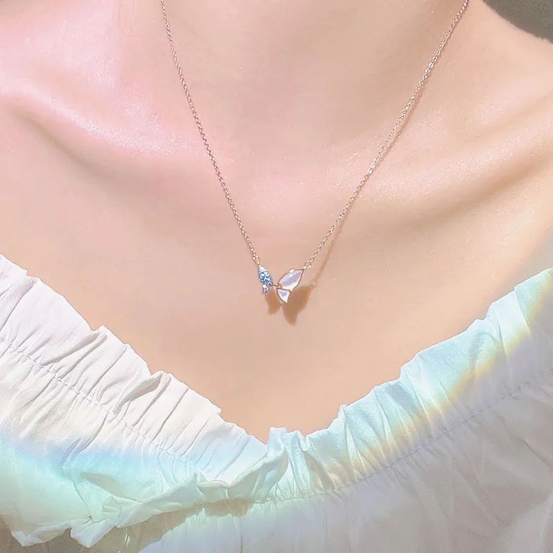 KING OF BLING 925 Silver, Mother Of Pearl, Cubic Zirconia Necklaces Women's Good Luck-2