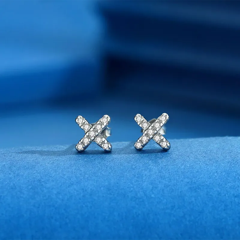 KING OF BLING 925 Sterling Silver With Zircon Stud Earrings Unisex-1