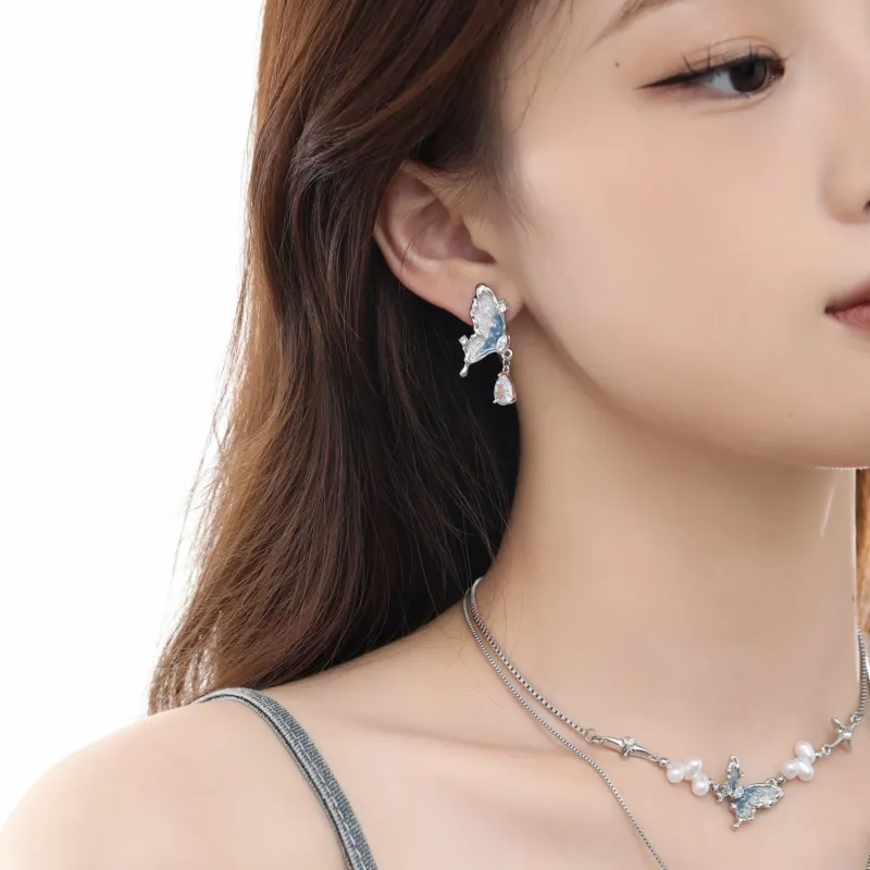 KING OF BLING Alloy, Zircon, Oil Drip Earrings Women's-4