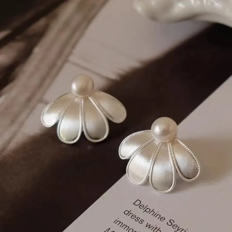 KING OF BLING 925 Silver Imitation Pearl Stud Earrings Unisex-2