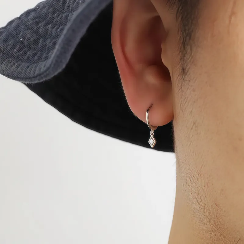 KING OF BLING 925 Sterling Silver With Zircon Earrings Unisex-5