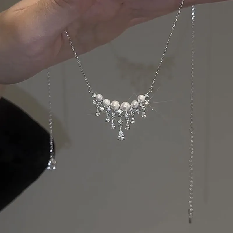 KING OF BLING 925 Silver, Pearl, Cubic Zirconia Necklaces Women's Good Luck-2