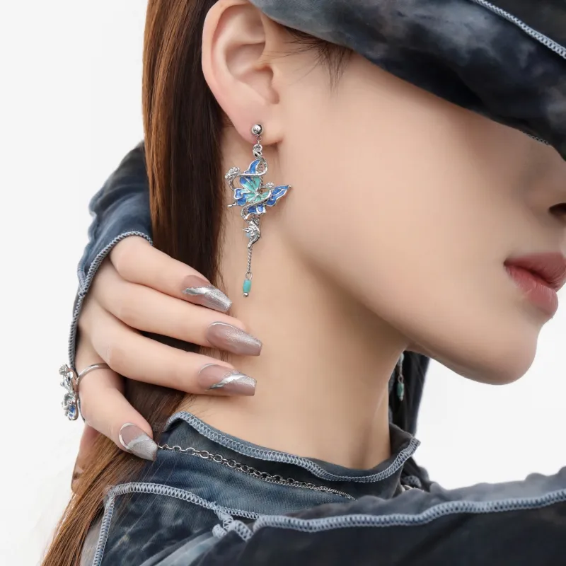 KING OF BLING 925 Sterling Silver Needle, Alloy, Oil Drip, Resin Earrings Women's-5