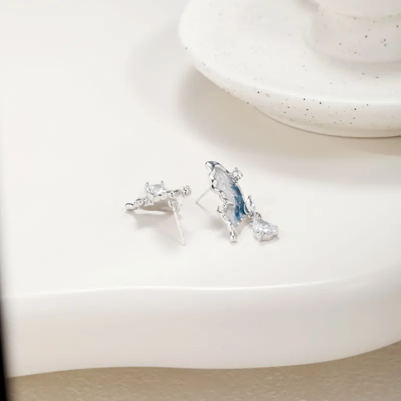 KING OF BLING Alloy, Zircon, Oil Drip Earrings Women's-3