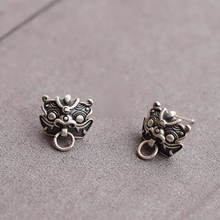 KING OF BLING 925 Sterling Silver Stud Earrings Unisex Silver-4