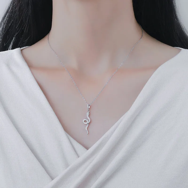 KING OF BLING 925 Sterling Silver With Zircon Necklaces Unisex Year Of The Snake Good Luck-5
