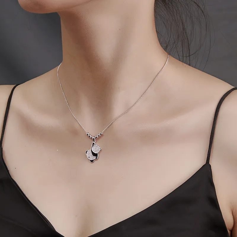KING OF BLING 925 Sterling Silver With Enamel And Zircon Necklaces Unisex Good Luck-5