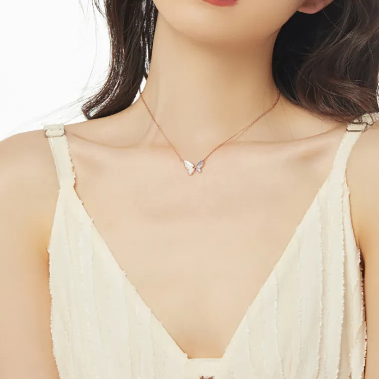 KING OF BLING 925 Silver, Mother Of Pearl, Cubic Zirconia Necklaces Women's Good Luck-4
