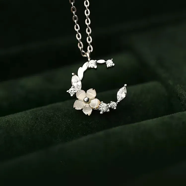 KING OF BLING 999 Fine Silver Zircon Necklaces Women's-1