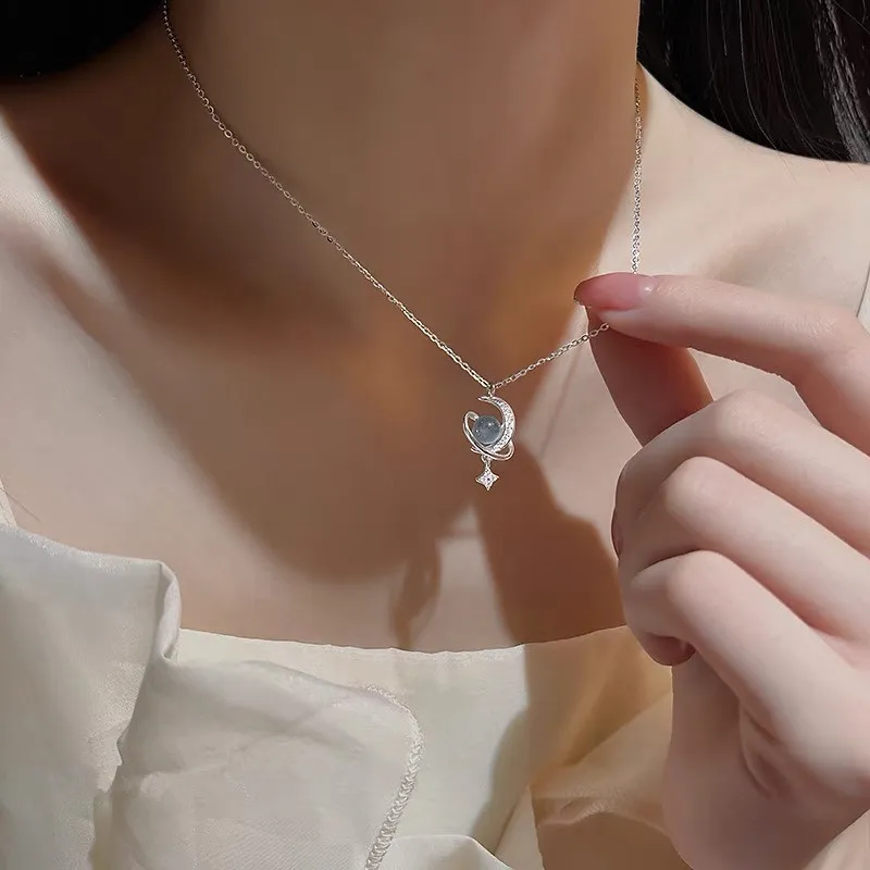 KING OF BLING 925 Silver, Moonstone, Zircon Necklaces Unisex Good Luck-4