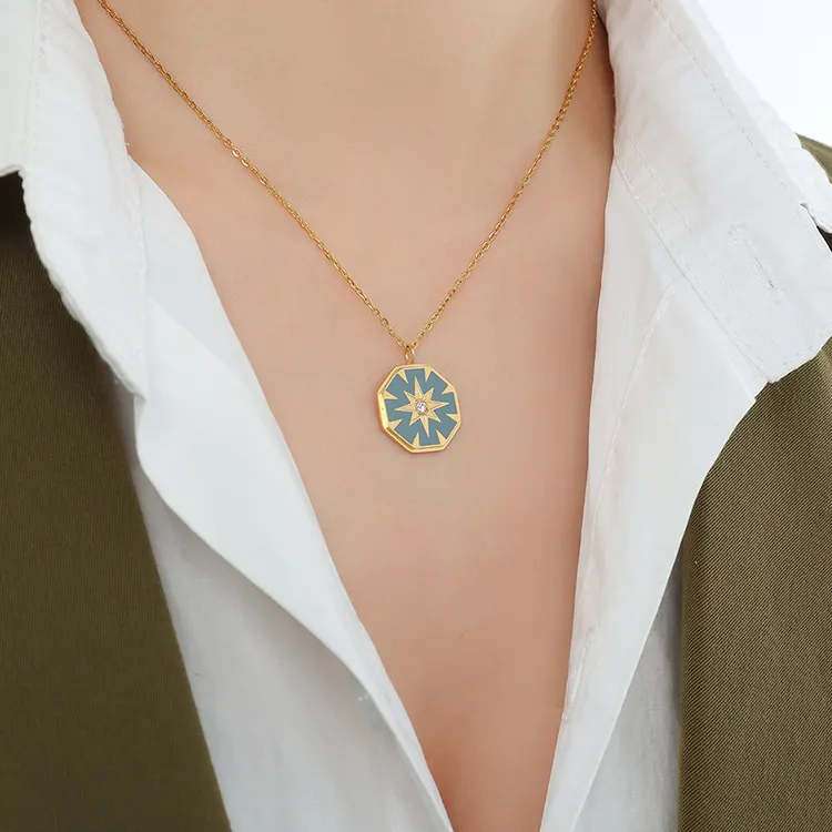 KING OF BLING Titanium Steel, Oil Drip Necklaces Unisex Good Luck-5