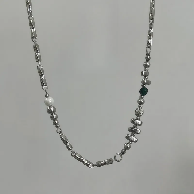 KING OF BLING Titanium Steel, Faux Pearl Necklaces Unisex-1