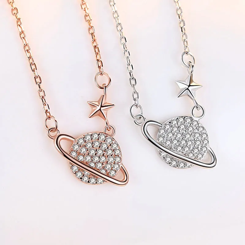KING OF BLING 925 Sterling Silver With Zircon Necklaces Women's Good Luck-4