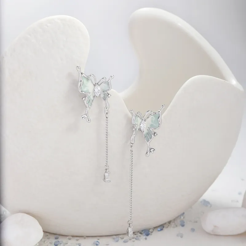 KING OF BLING 925 Sterling Silver Pin, Alloy, Oil Drip, Zircon, Glass Earrings Women's-1