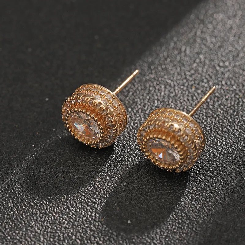 KING OF BLING Alloy With Zircon Stud Earrings Unisex-1