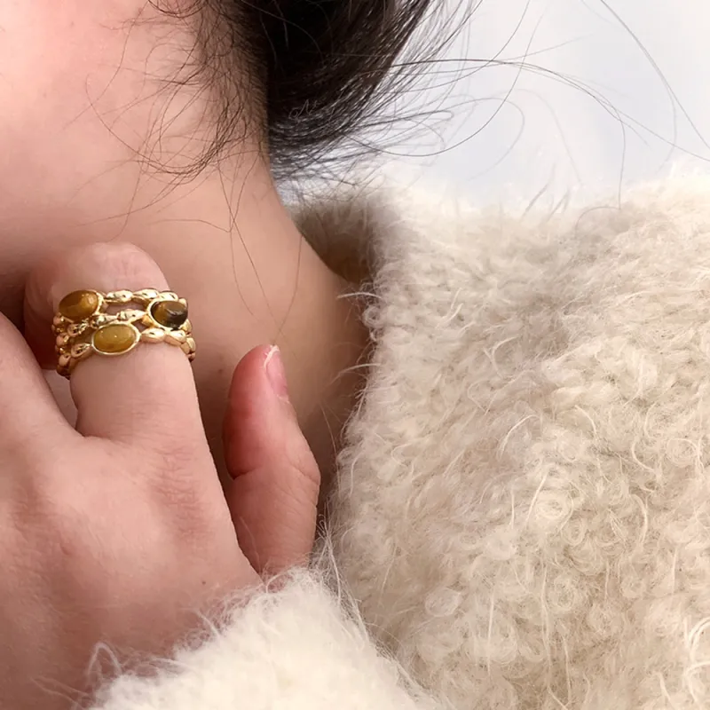 KING OF BLING Alloy, Tiger's Eye Stone Rings Unisex-2