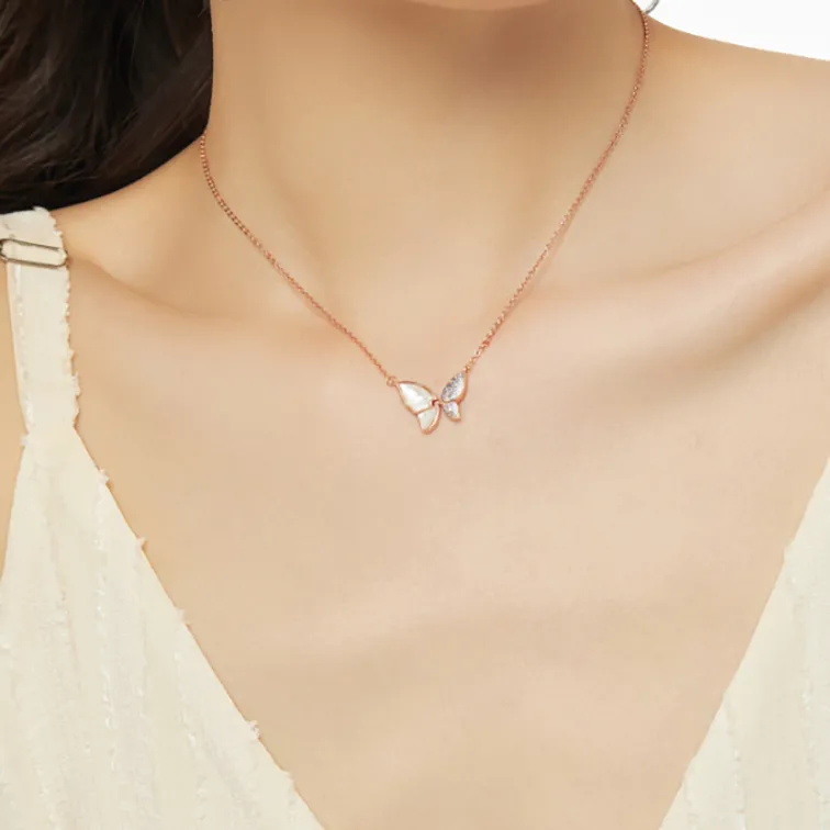 KING OF BLING 925 Silver, Mother Of Pearl, Cubic Zirconia Necklaces Women's Good Luck-5