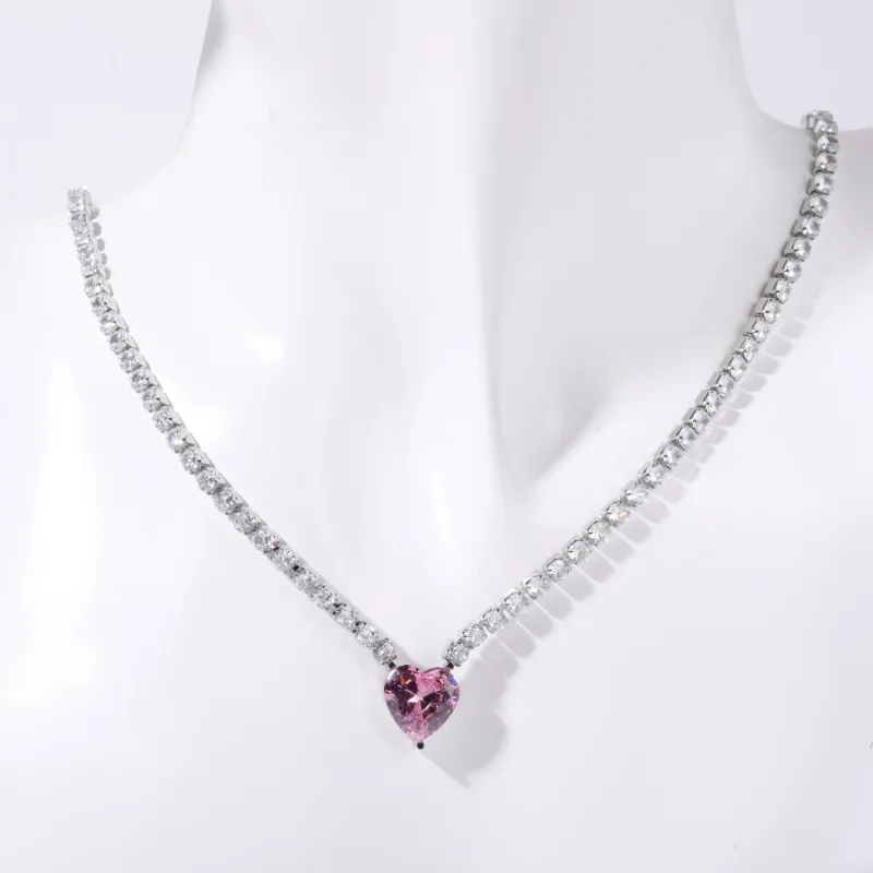 KING OF BLING Alloy With Zircon Necklaces Women's Silver-2