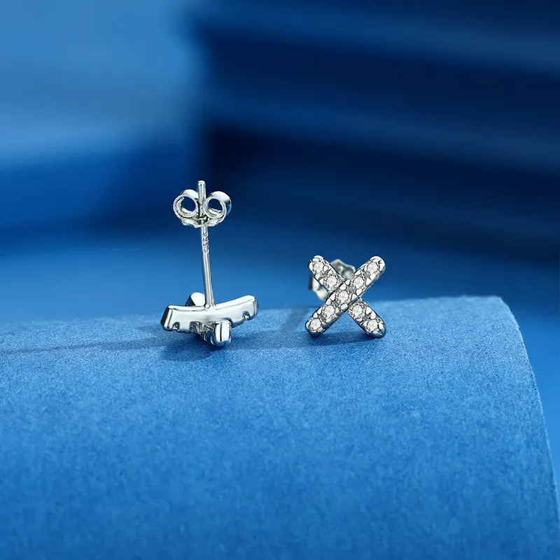 KING OF BLING 925 Sterling Silver With Zircon Stud Earrings Unisex-4