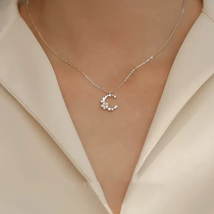 KING OF BLING 999 Fine Silver Zircon Necklaces Women's-3