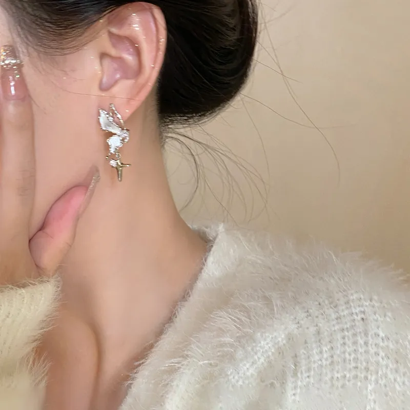 KING OF BLING Alloy 925 Sterling Silver Pin With Zircon Stud Earrings Women's Good Luck-2