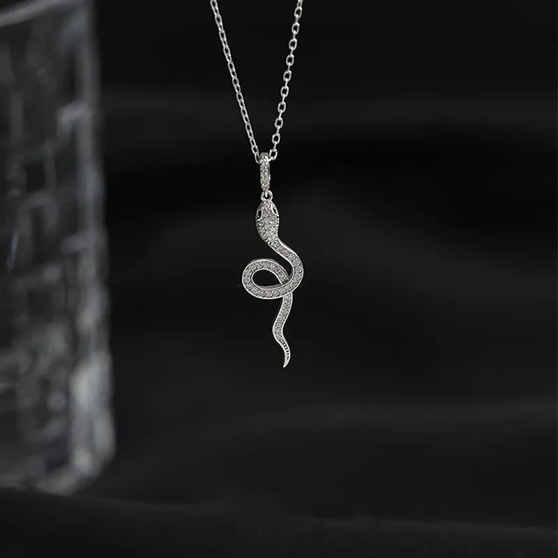 KING OF BLING 925 Sterling Silver With Zircon Necklaces Unisex Year Of The Snake Good Luck-3