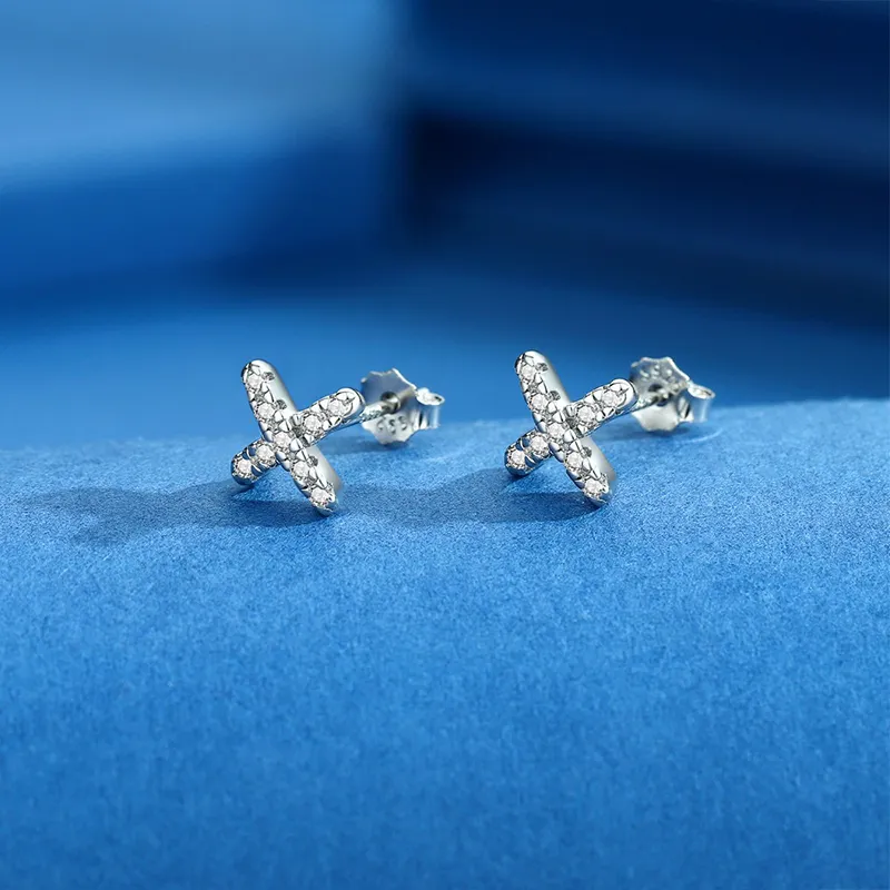 KING OF BLING 925 Sterling Silver With Zircon Stud Earrings Unisex-3