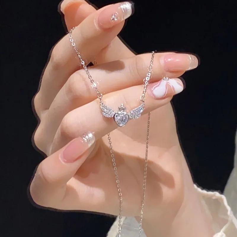 KING OF BLING 925 Sterling Silver With Zircon Necklaces Women's Sweet Peach Blossom, Good Luck-4