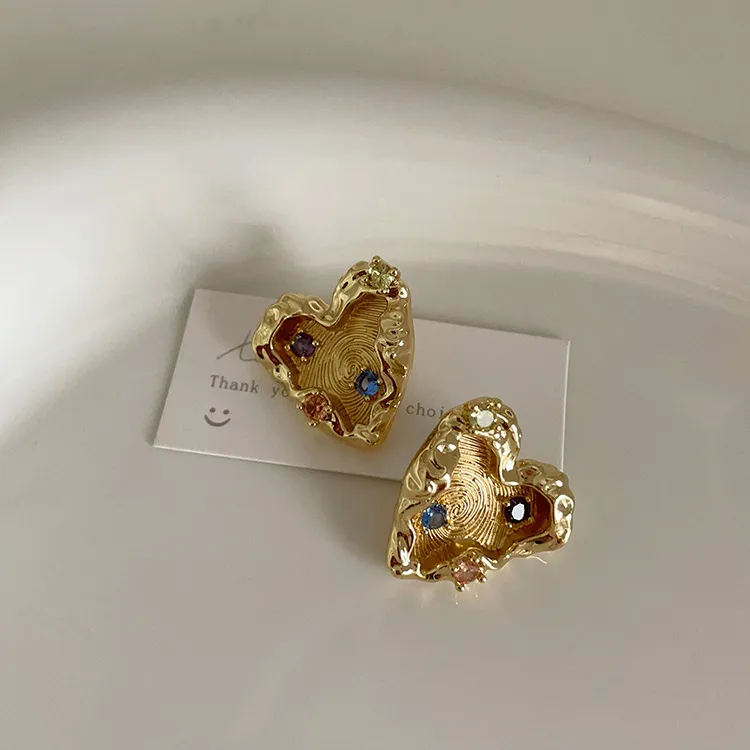 KING OF BLING 925 Sterling Silver Pin, Gold Plated, With Zircon Stud Earrings Unisex Good Luck, Accurate Peach Blossom-10