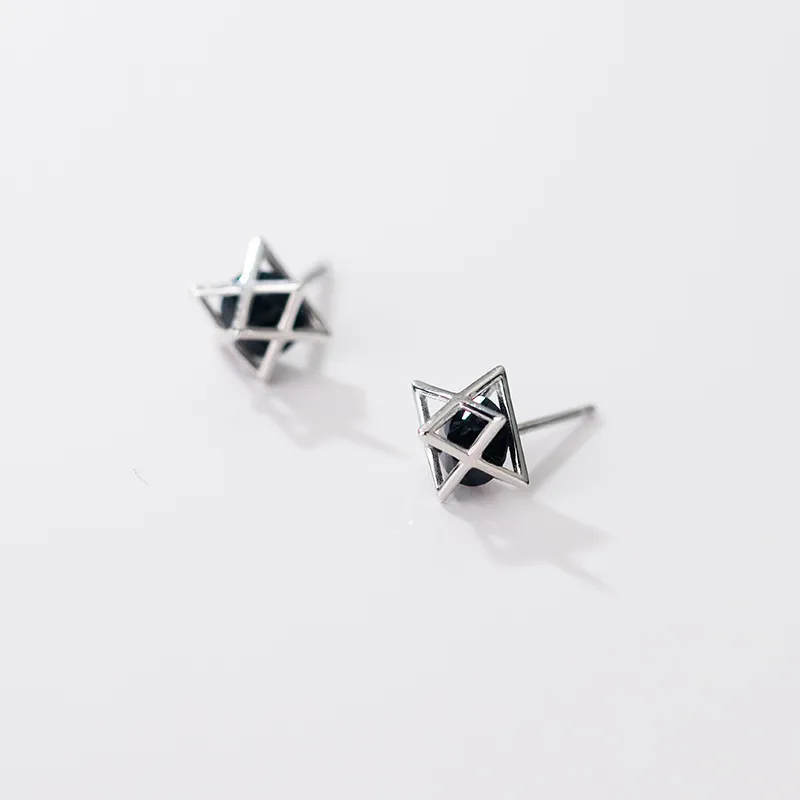 KING OF BLING 925 Sterling Silver With Zircon Stud Earrings Unisex-6