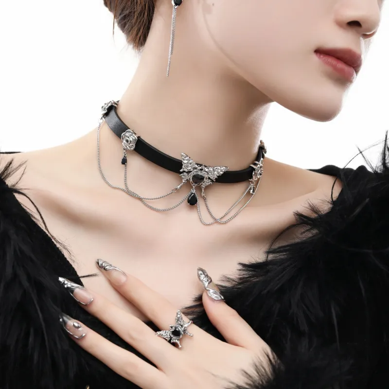 KING OF BLING Alloy, Glass, Leather Necklaces Women's-4