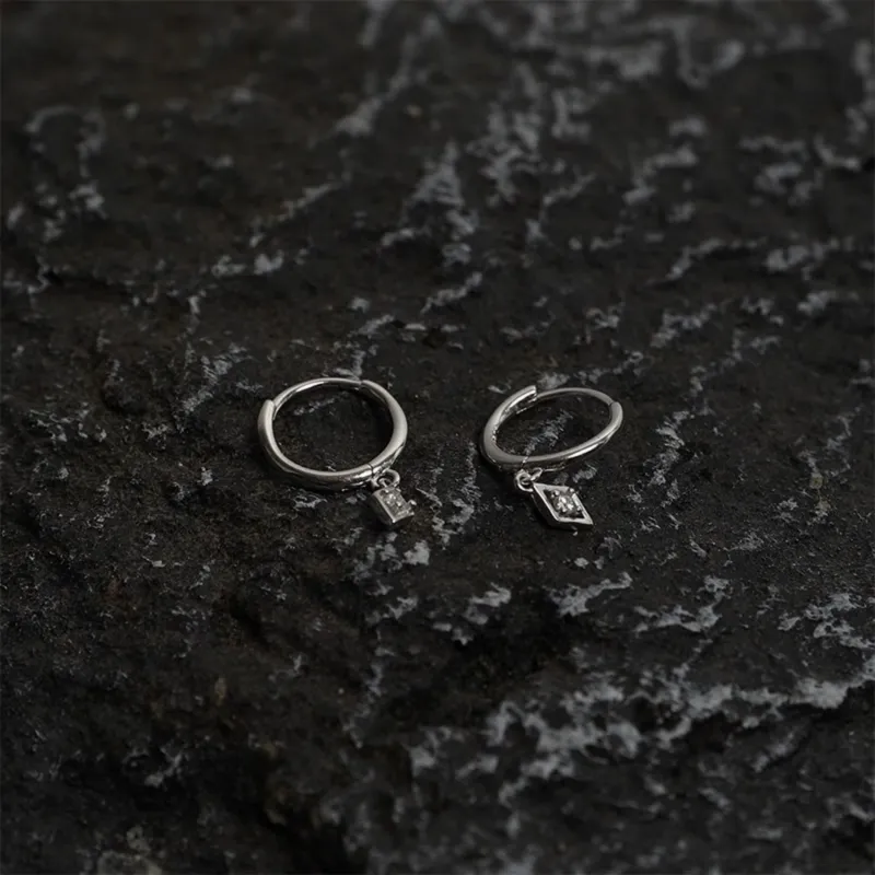 KING OF BLING 925 Sterling Silver With Zircon Earrings Unisex-3