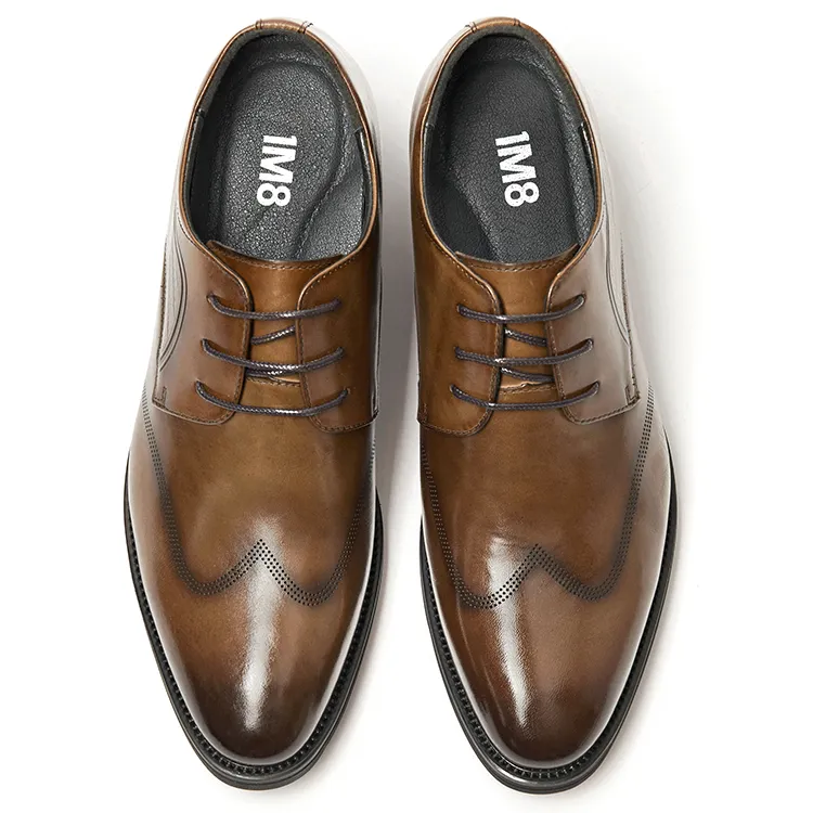 1M8 Dress Shoes Men Low Top Brown-3