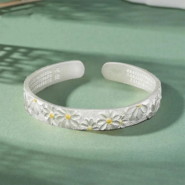 CHINA GOLD 999 Fine Silver Bangles Women's-1