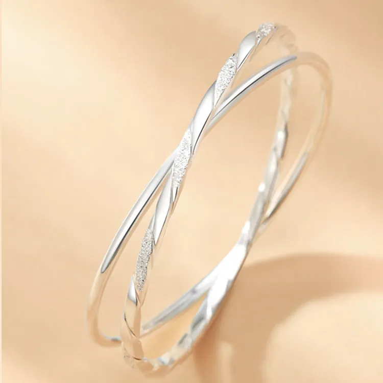 CHINA GOLD S999 Fine Silver Bangles Women's-2
