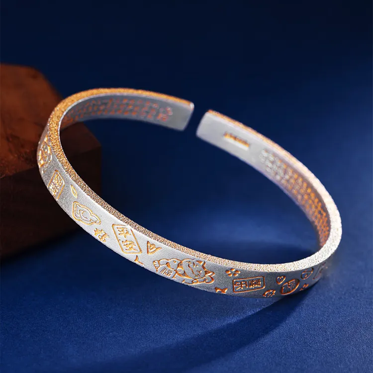 CHINA GOLD 999 Fine Silver Bangles Women's-2