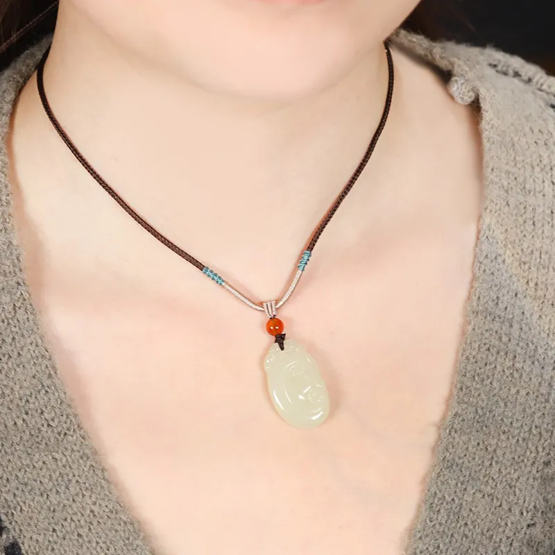 CHINA GOLD Hetian Jade Pendants White Jade/Pale Greenish White Jade Unisex-4