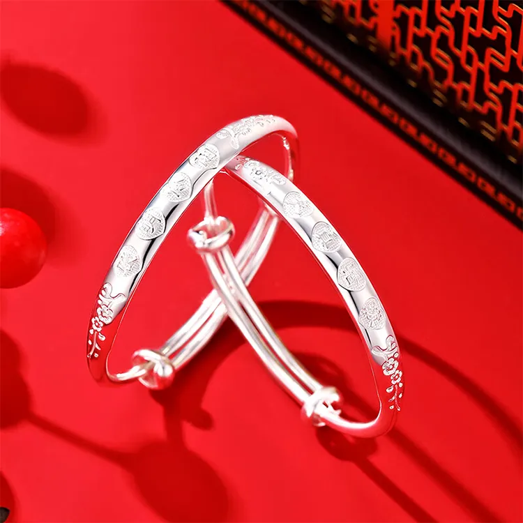 CHINA GOLD 990 Fine Silver Bangles Kids'-1