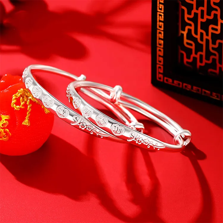 CHINA GOLD 990 Fine Silver Bangles Kids'-2