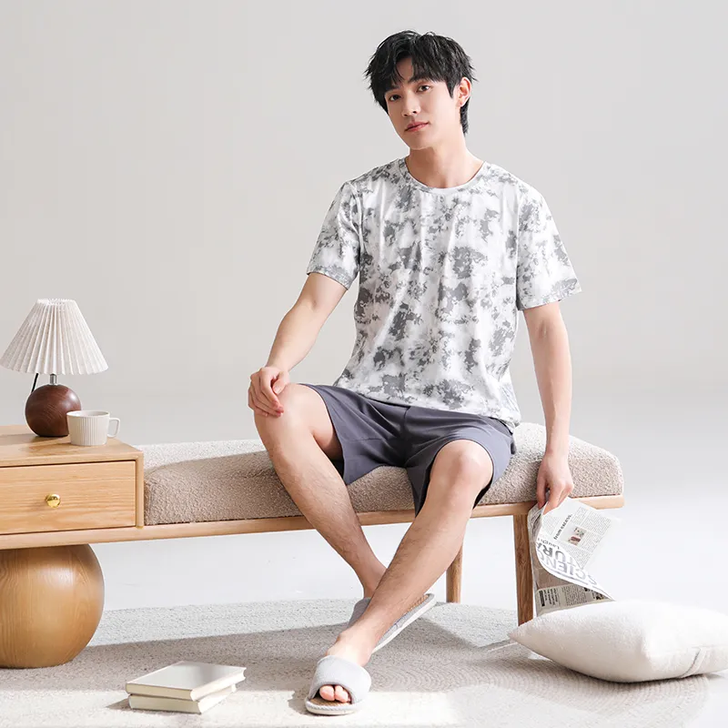 Qin Jing Pajama Set Men's Gradient Gray-2