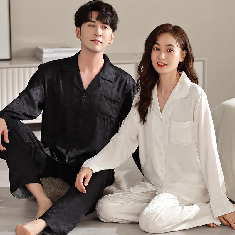 Qin Jing Pajama Set Unisex Dark Pattern Black Pattern White-4