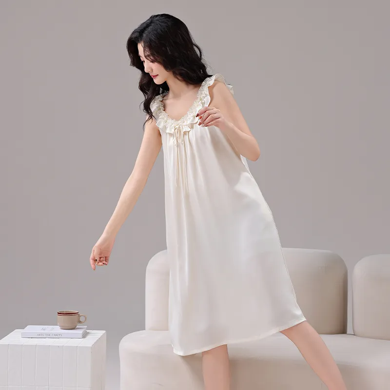 Qin Jing Nightgown Women's White-3